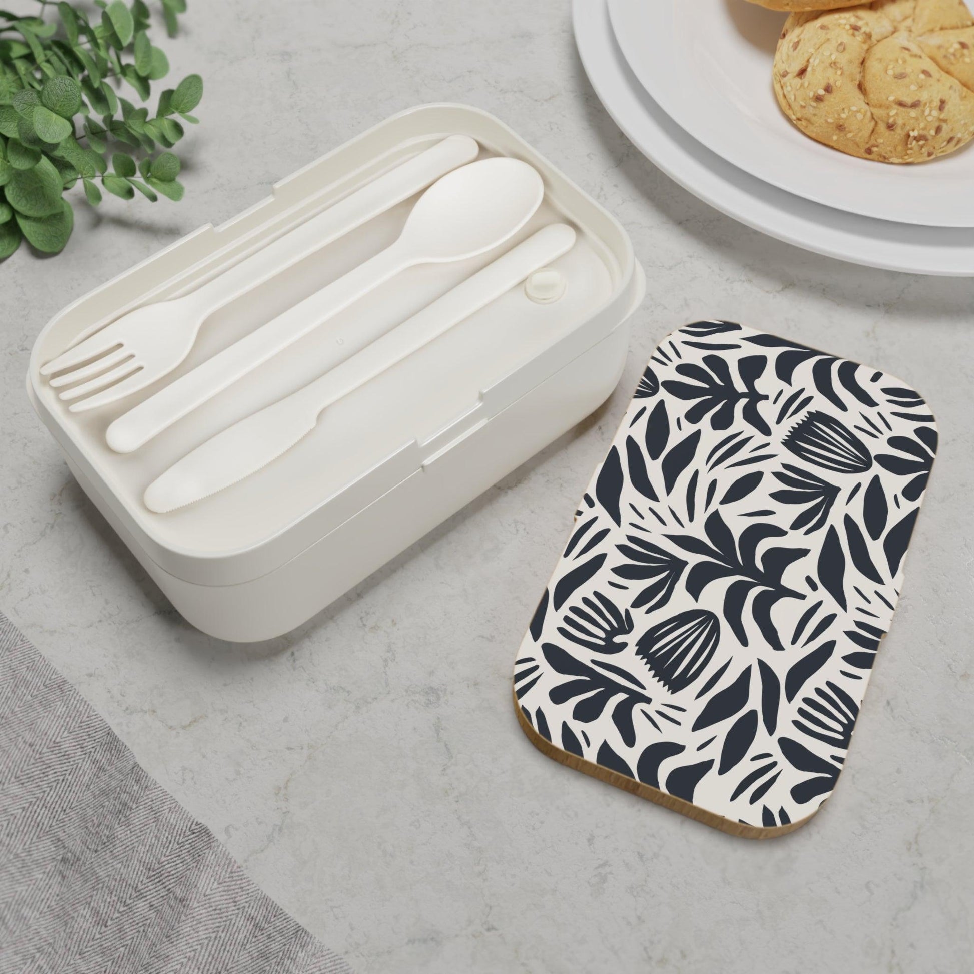 Black and White Flower Bento Lunch Box - GroveWisdom