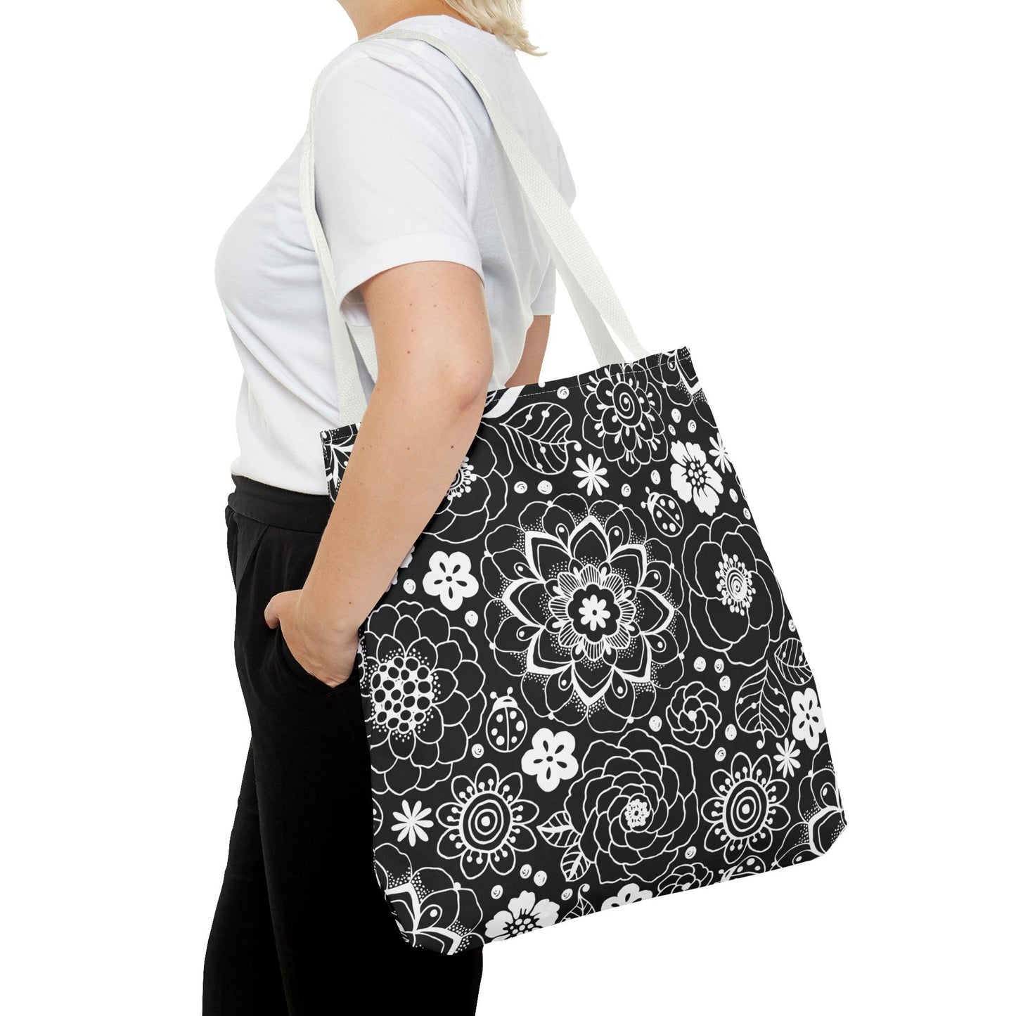 Black and White Mandala Tote - GroveWisdom