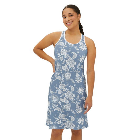 Blue Toile Women's Racerback Dress - GroveWisdom