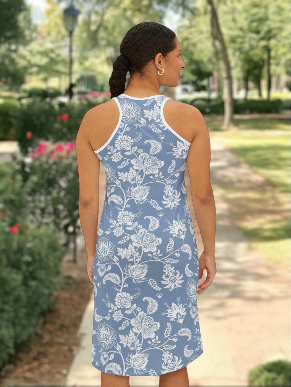 Blue Toile Women's Racerback Dress - GroveWisdom