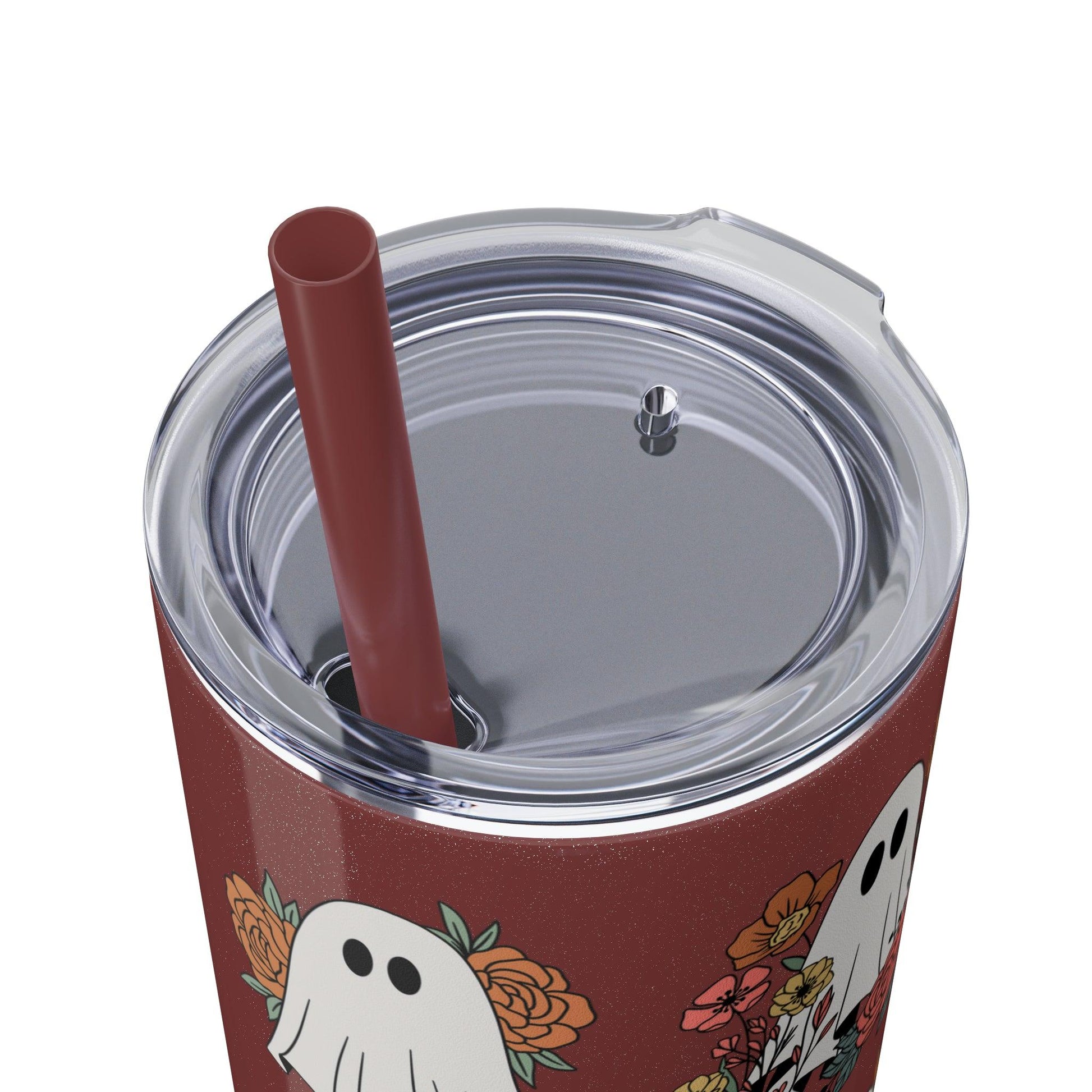 Cute Ghost in Nature Skinny Tumbler with Straw, 20oz – GroveWisdom