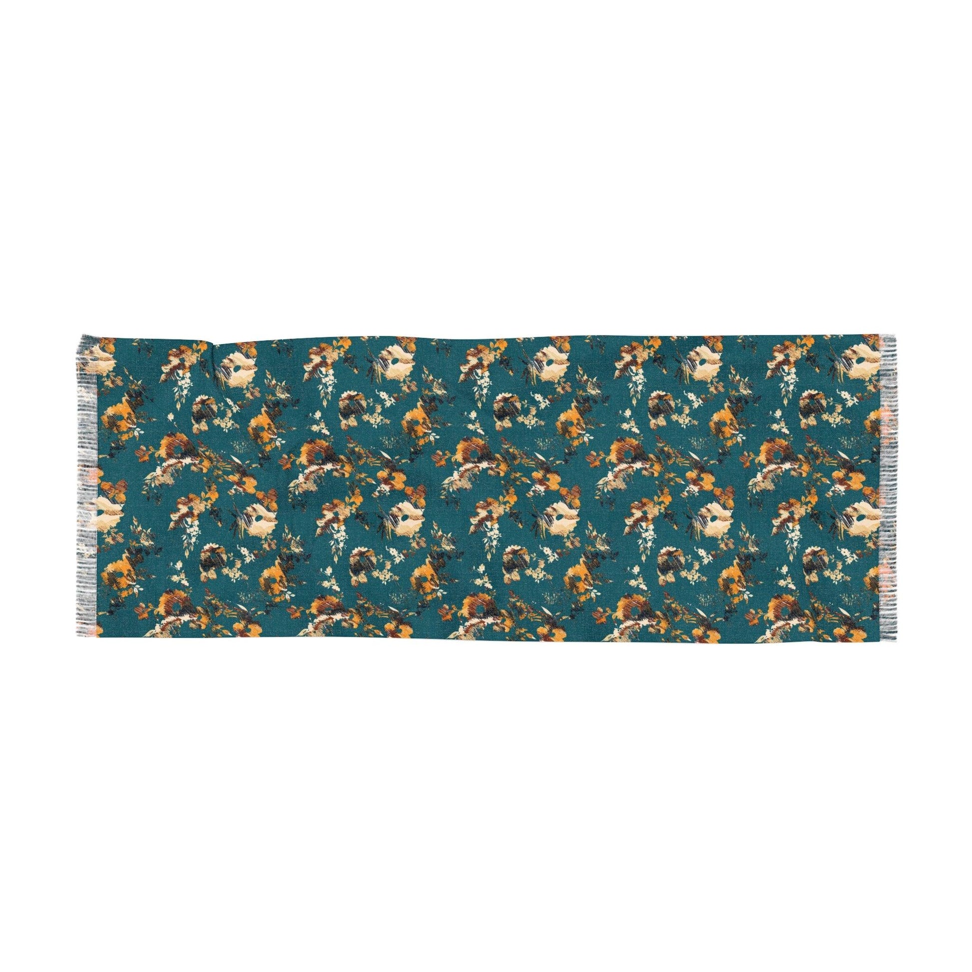 Dark Teal and Goldenrod Florals Pashmina Wrap - GroveWisdom