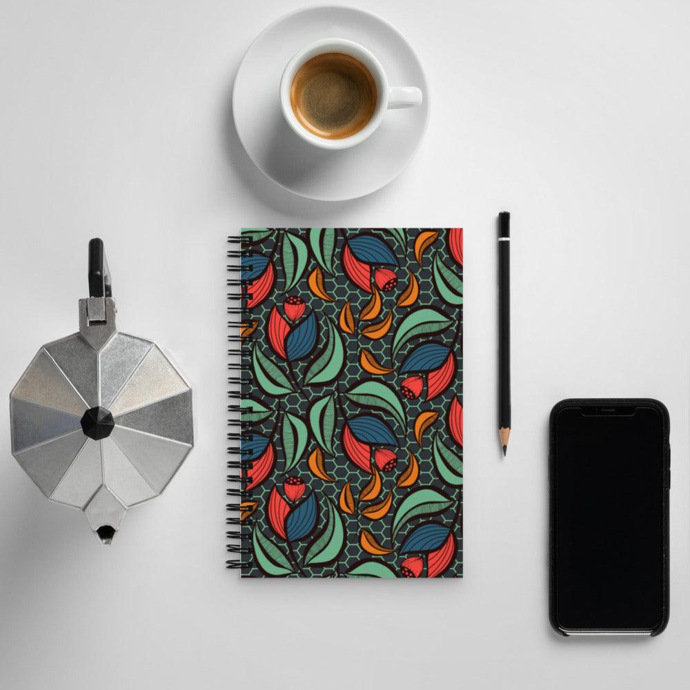 Flower and Hexagons Spiral notebook - GroveWisdom