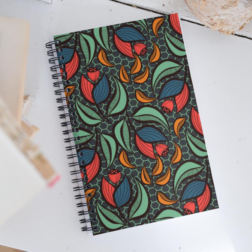 Flower and Hexagons Spiral notebook - GroveWisdom