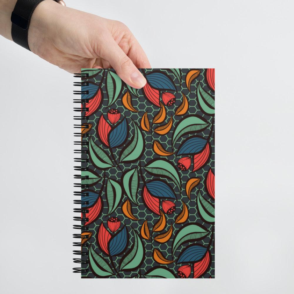 Flower and Hexagons Spiral notebook - GroveWisdom