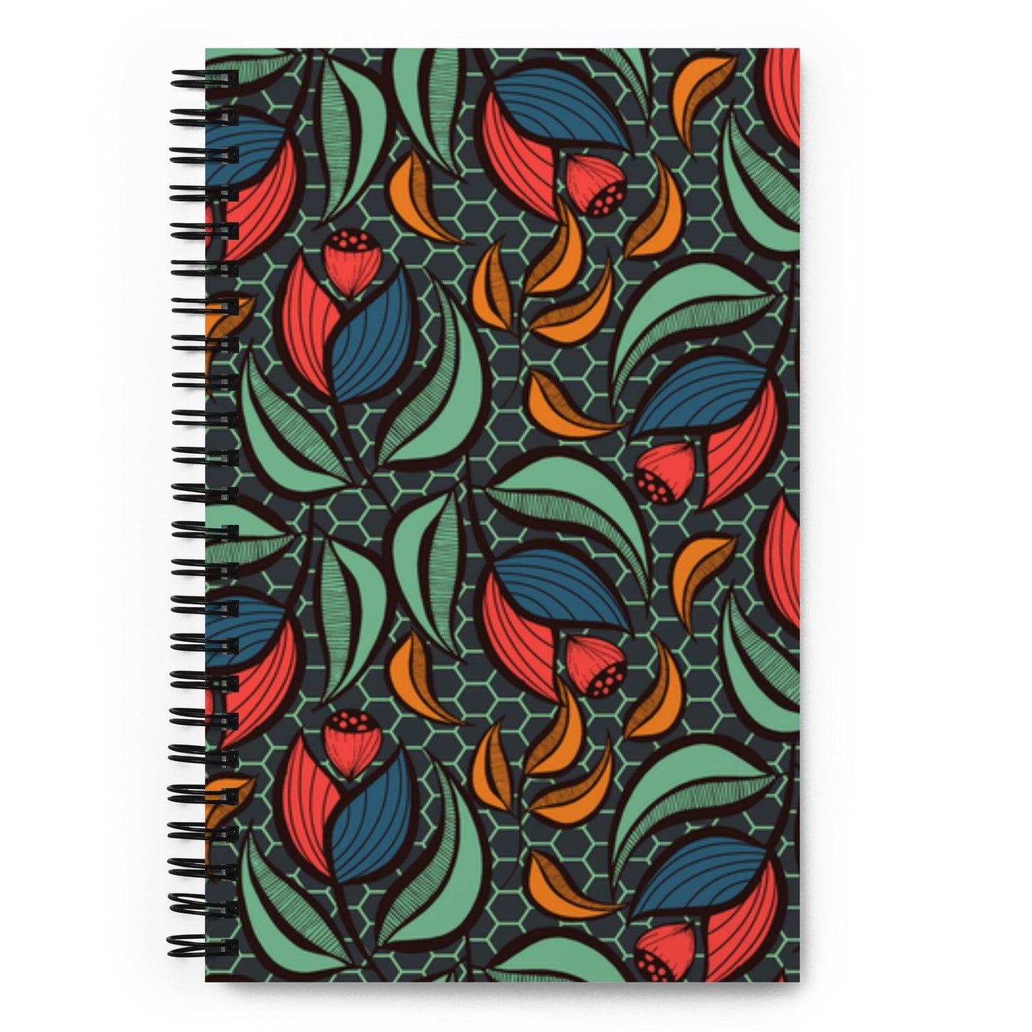 Flower and Hexagons Spiral notebook - GroveWisdom