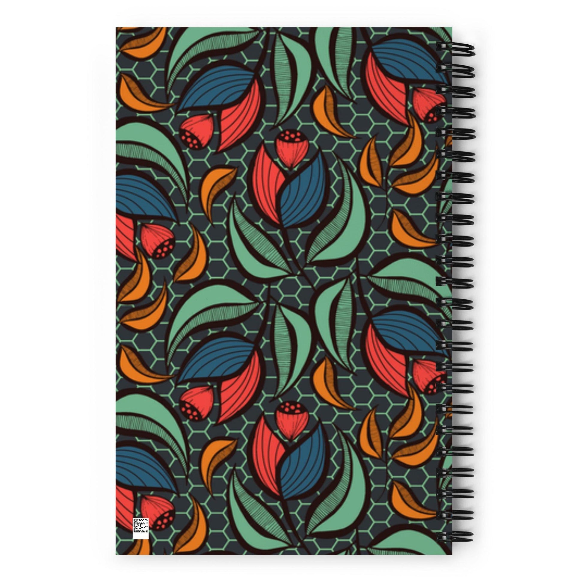 Flower and Hexagons Spiral notebook - GroveWisdom