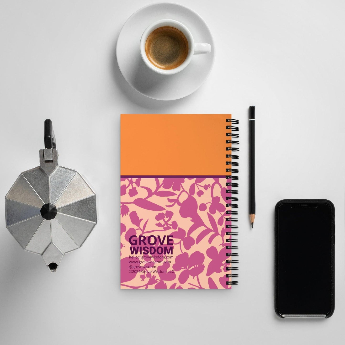 Fuchsia Color Block Spiral notebook - GroveWisdom