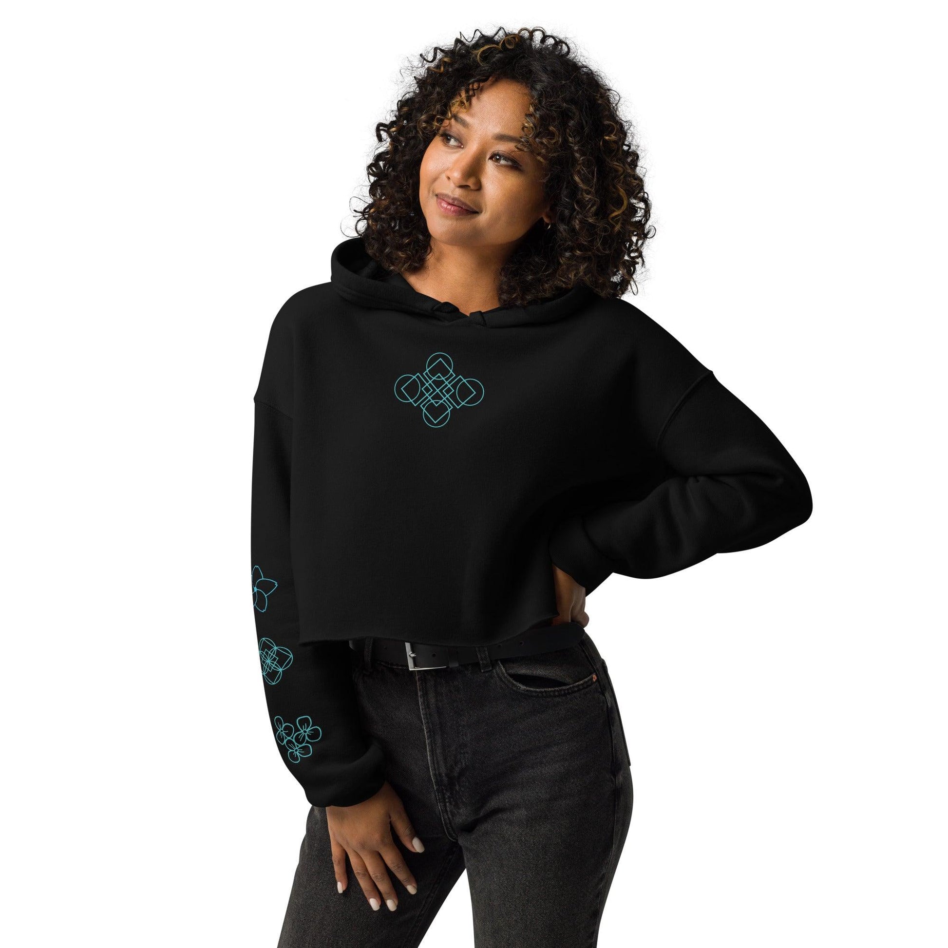 Garden Geometric Design Crop Hoodie - GroveWisdom