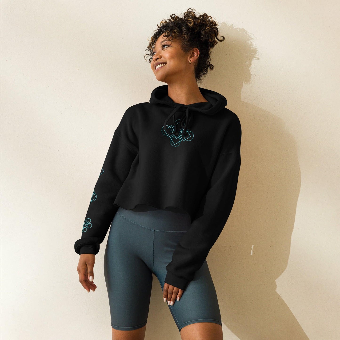 Garden Geometric Design Crop Hoodie - GroveWisdom