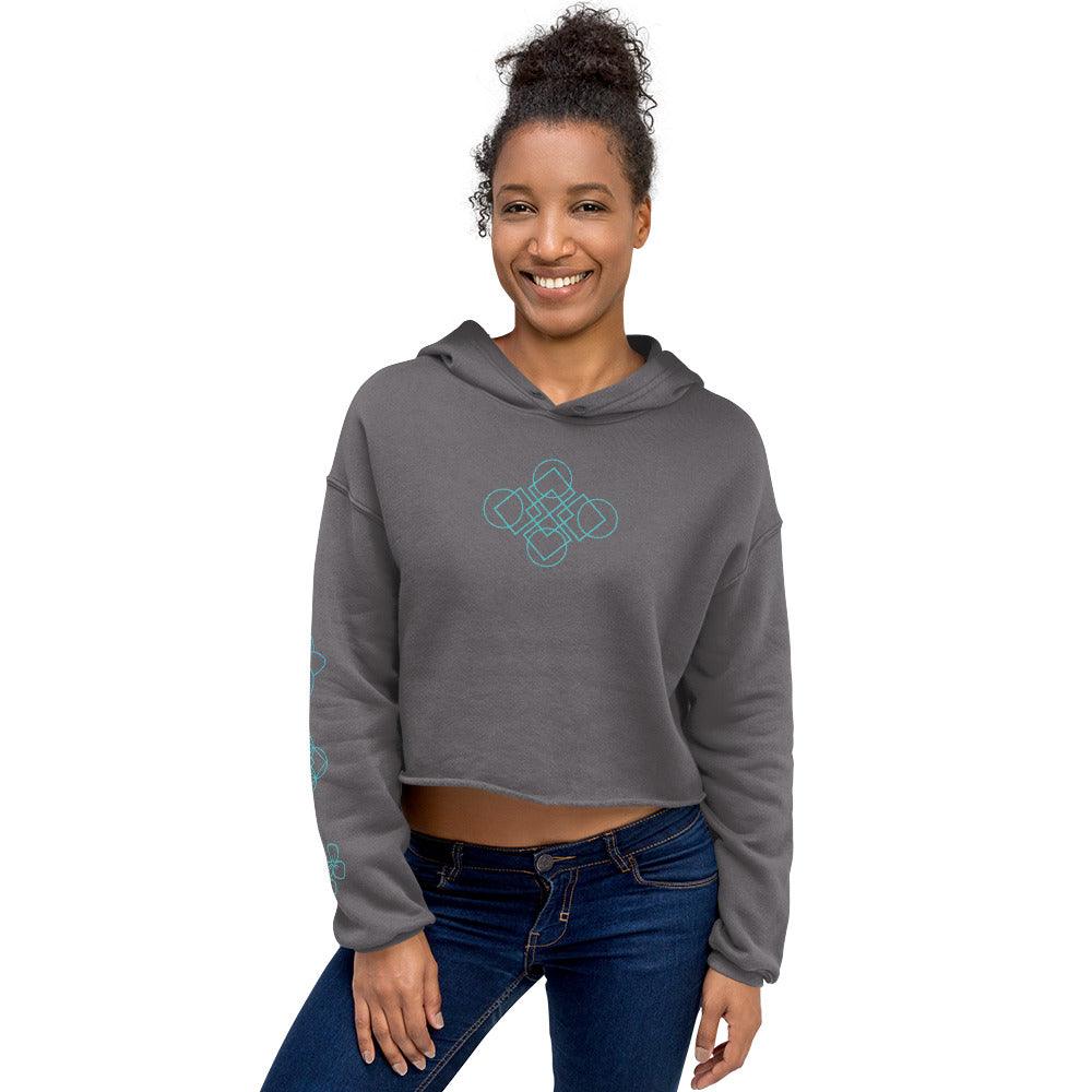 Garden Geometric Design Crop Hoodie - GroveWisdom