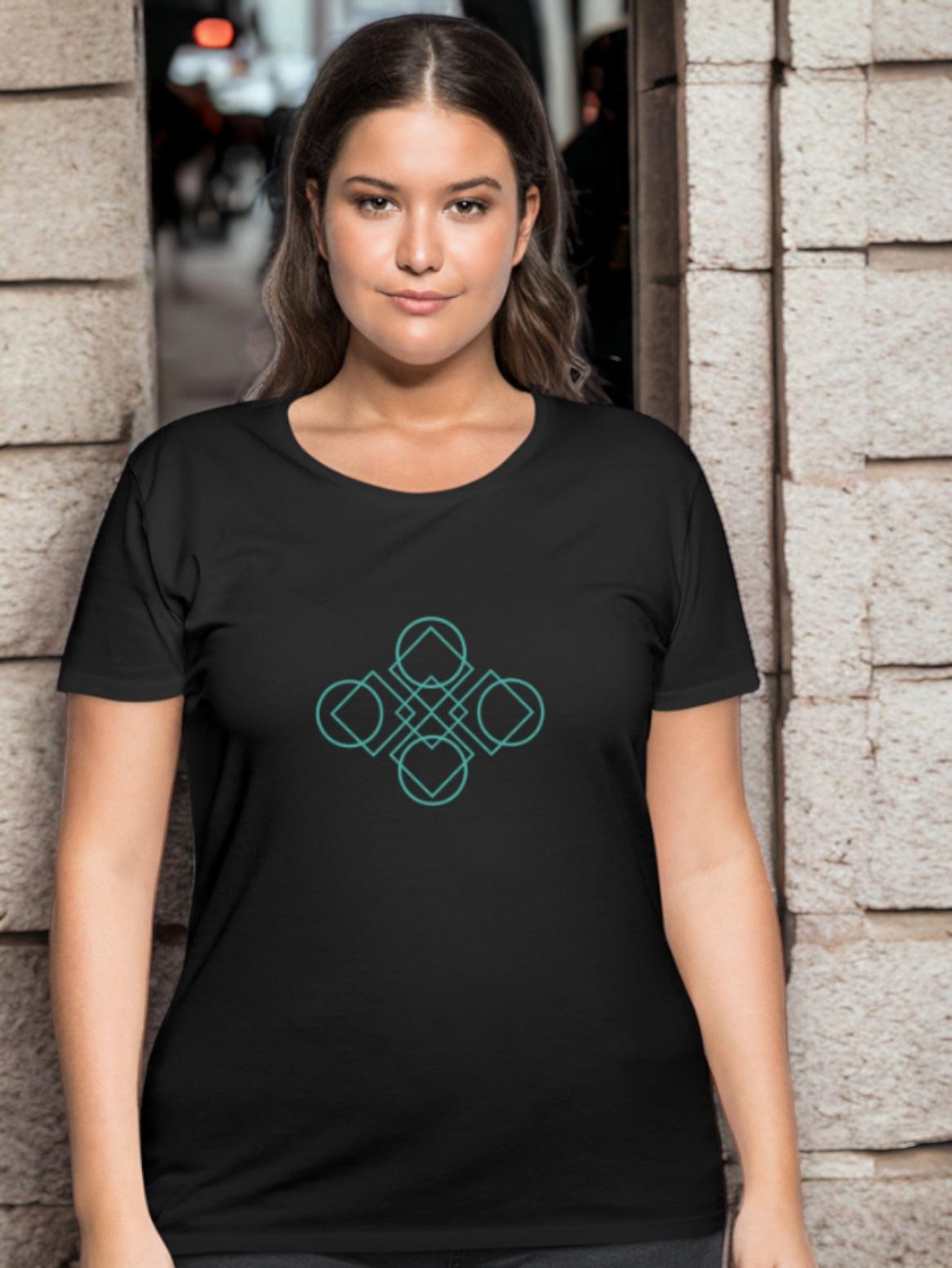 Garden Geometric Design Women’s Curvy T-Shirt - GroveWisdom