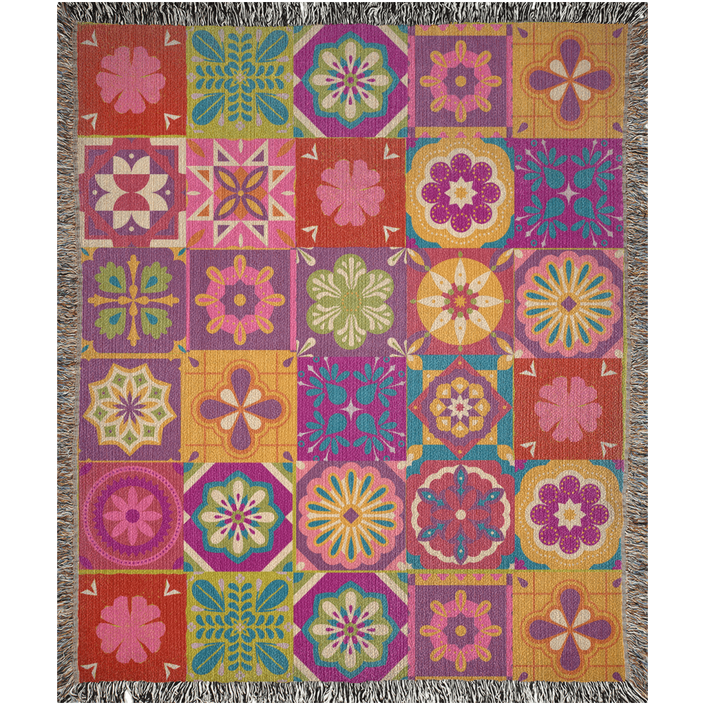 Garden Tiles in Desert Jewels Woven Throw Blanket - GroveWisdom