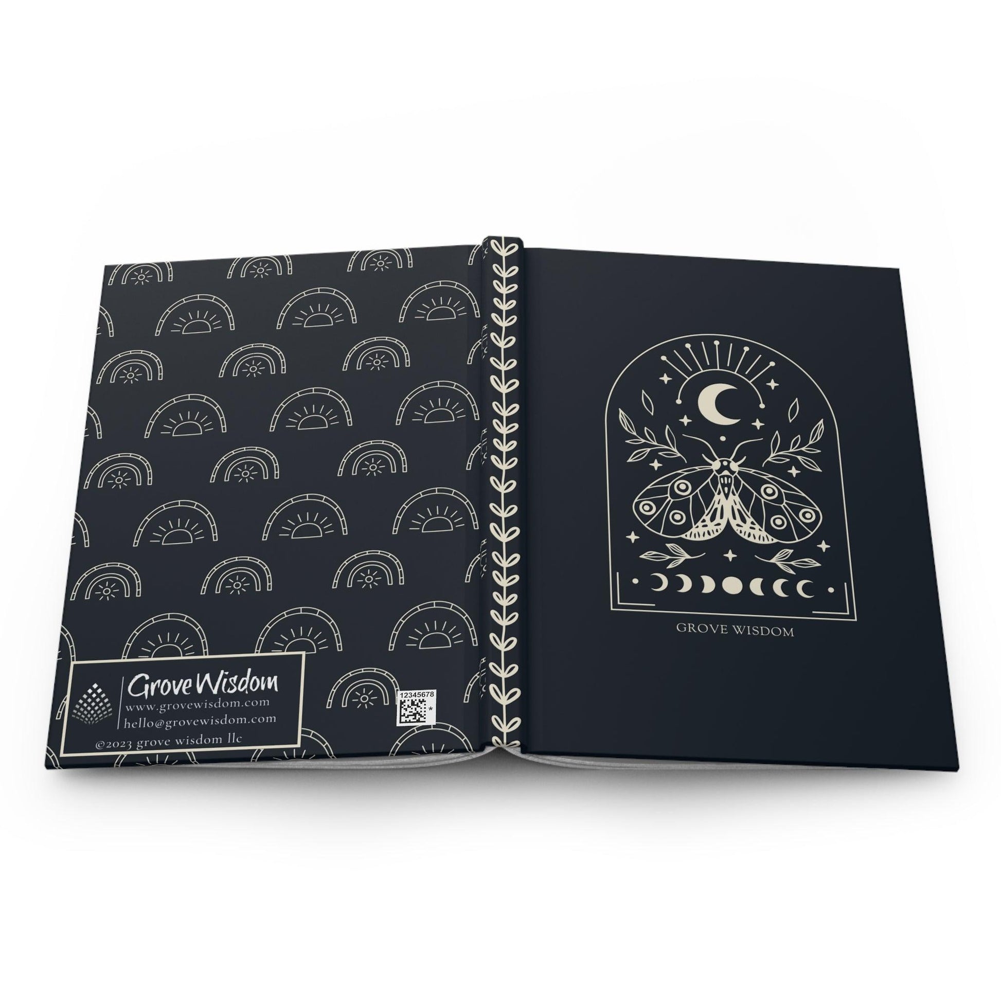 Moonlit Moth Hardcover Journal - GroveWisdom