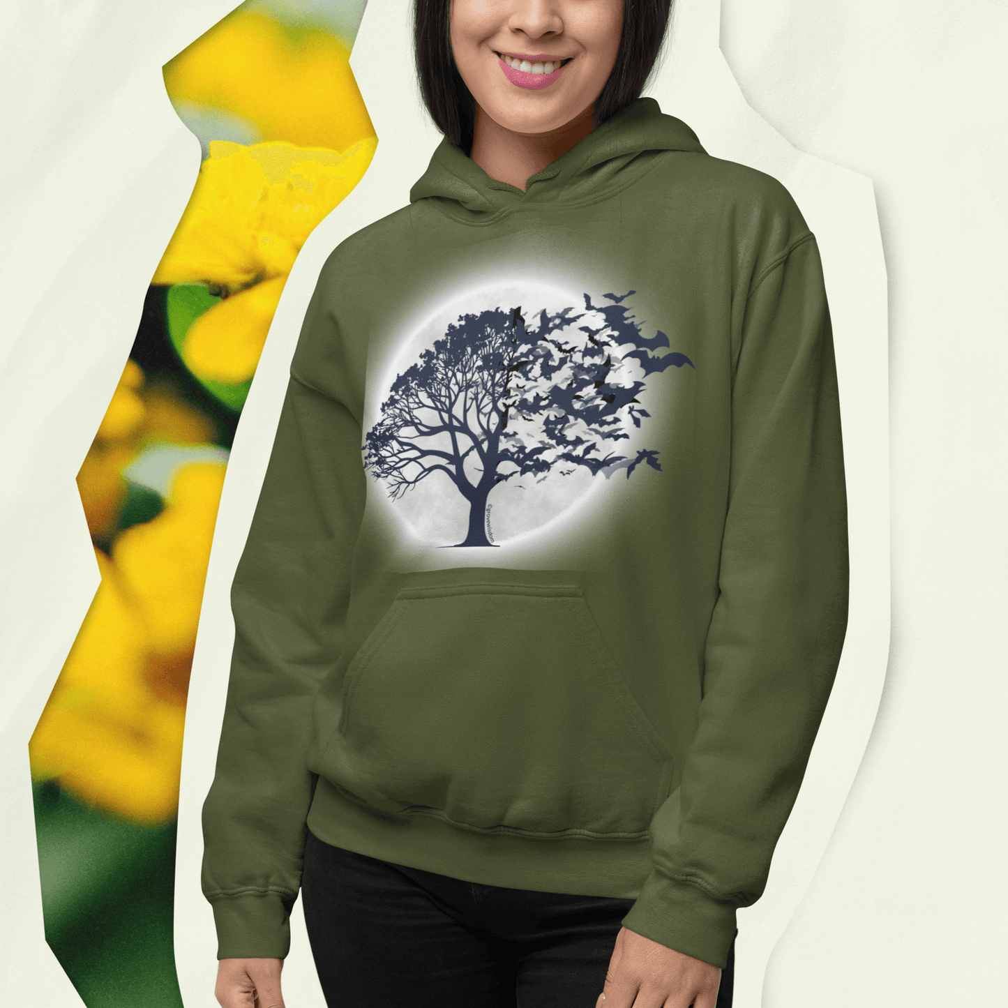 Moonlit Tree with Bats Unisex Heavy Blend™ Hoodie - GroveWisdom