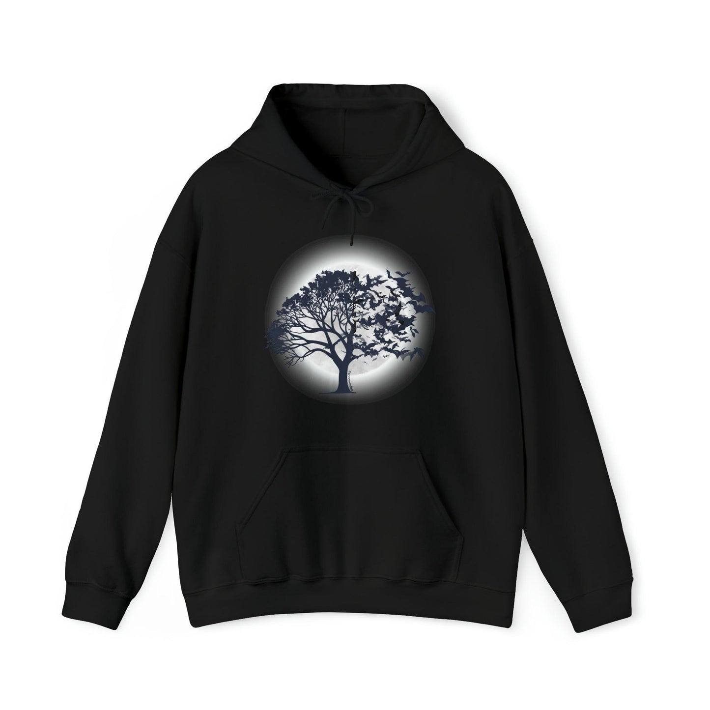 Moonlit Tree with Bats Unisex Heavy Blend™ Hoodie - GroveWisdom