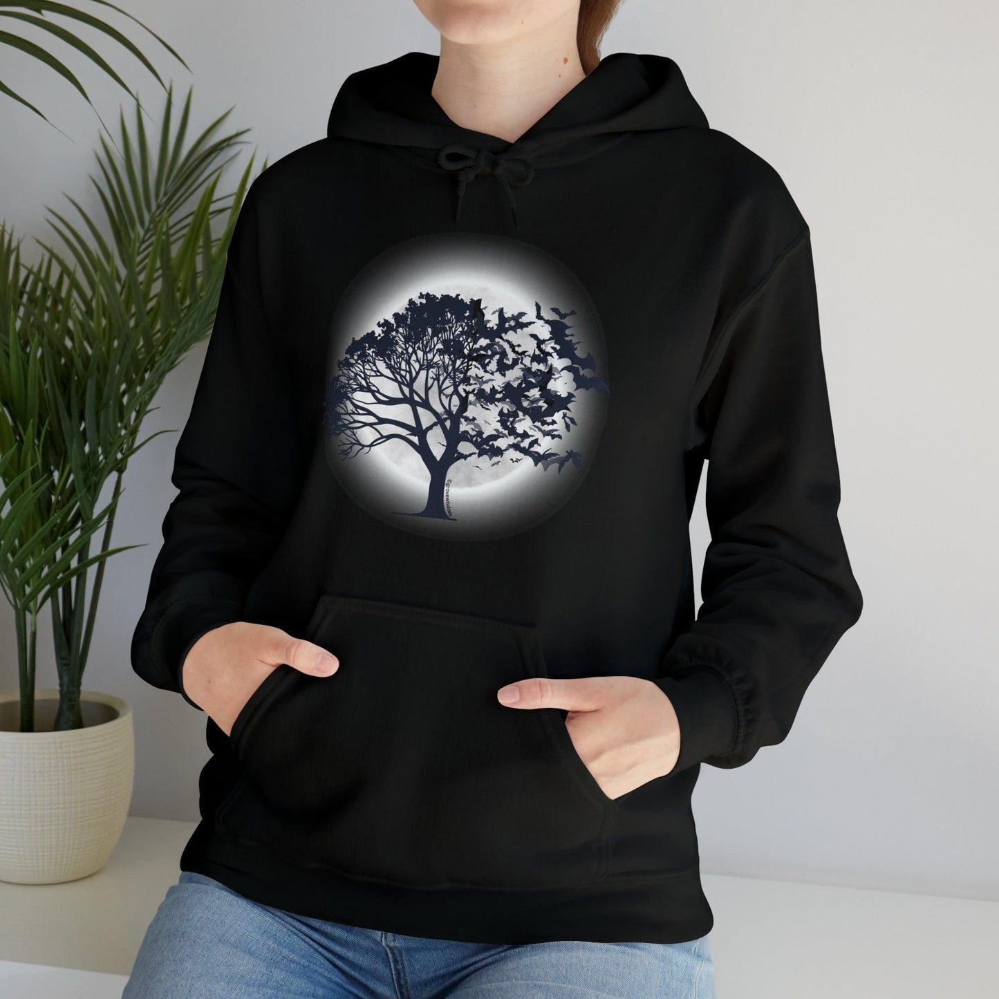 Moonlit Tree with Bats Unisex Heavy Blend™ Hoodie - GroveWisdom