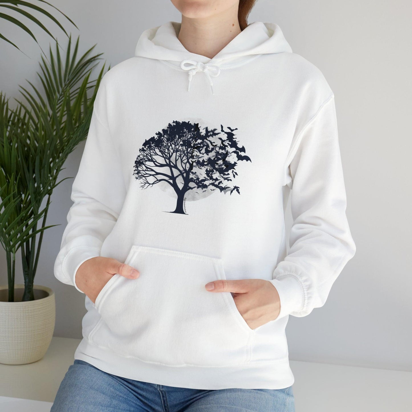 Moonlit Tree with Bats Unisex Heavy Blend™ Hoodie - GroveWisdom