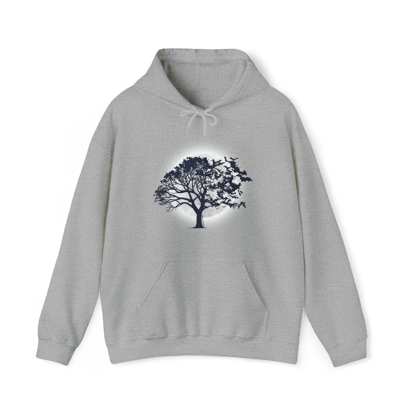 Moonlit Tree with Bats Unisex Heavy Blend™ Hoodie - GroveWisdom