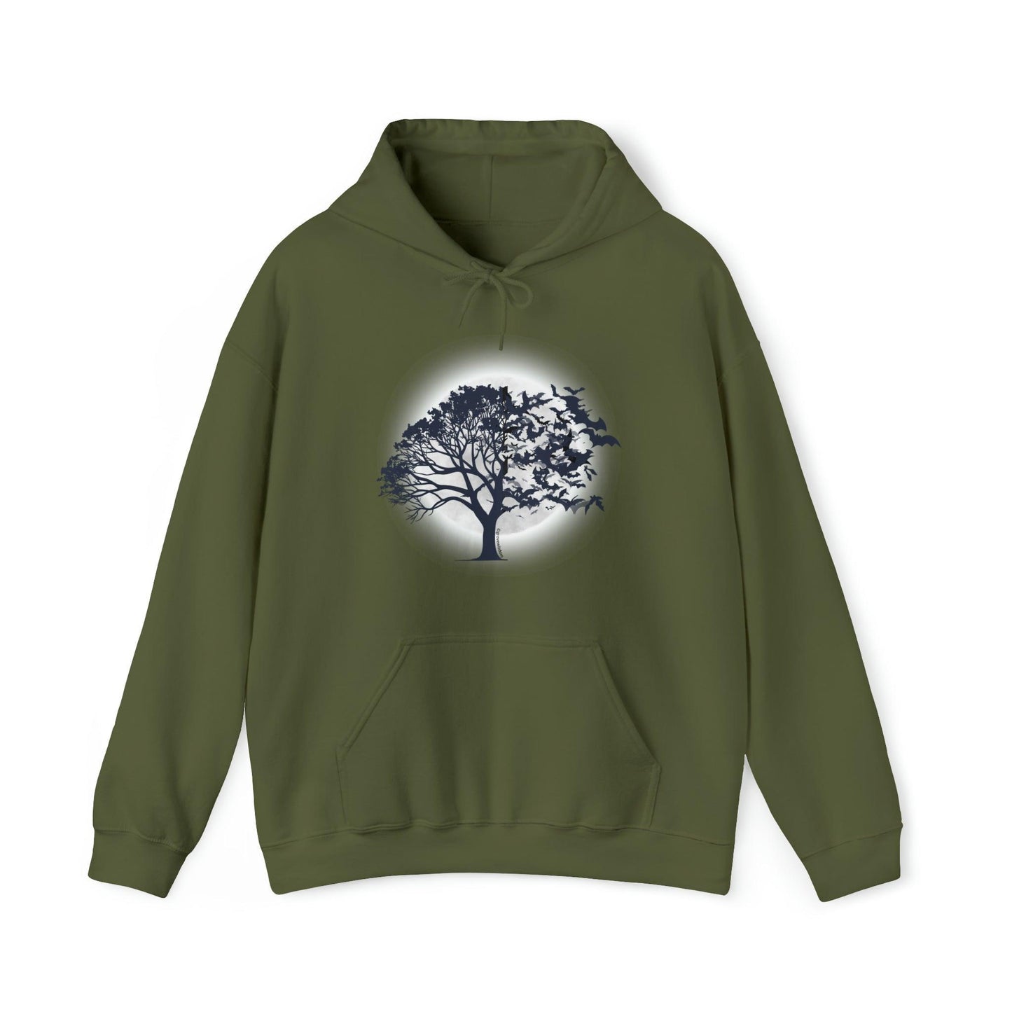 Moonlit Tree with Bats Unisex Heavy Blend™ Hoodie - GroveWisdom