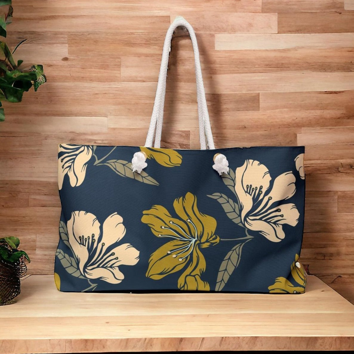 Navy Floral Day Bag - GroveWisdom