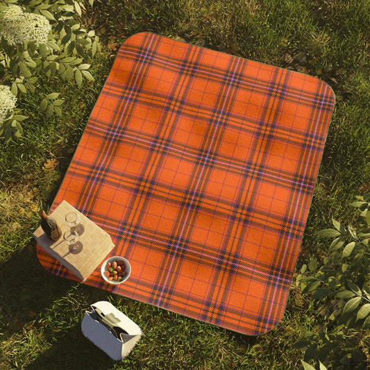 Orange Tartan Picnic Blanket - GroveWisdom