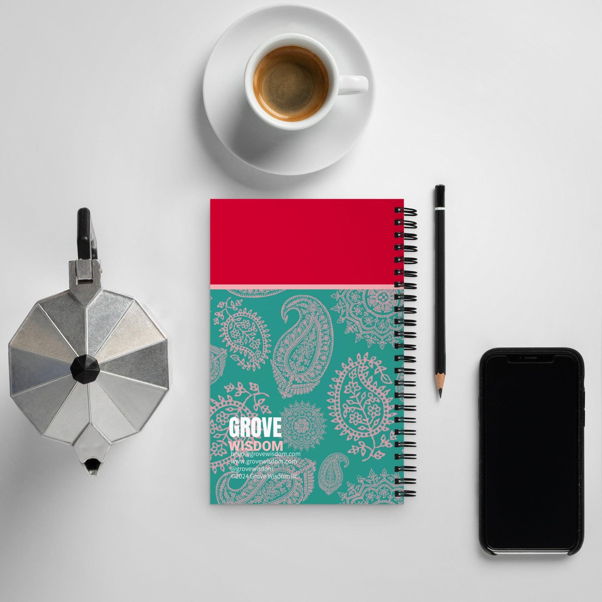 Paisley Color Block Spiral notebook - GroveWisdom