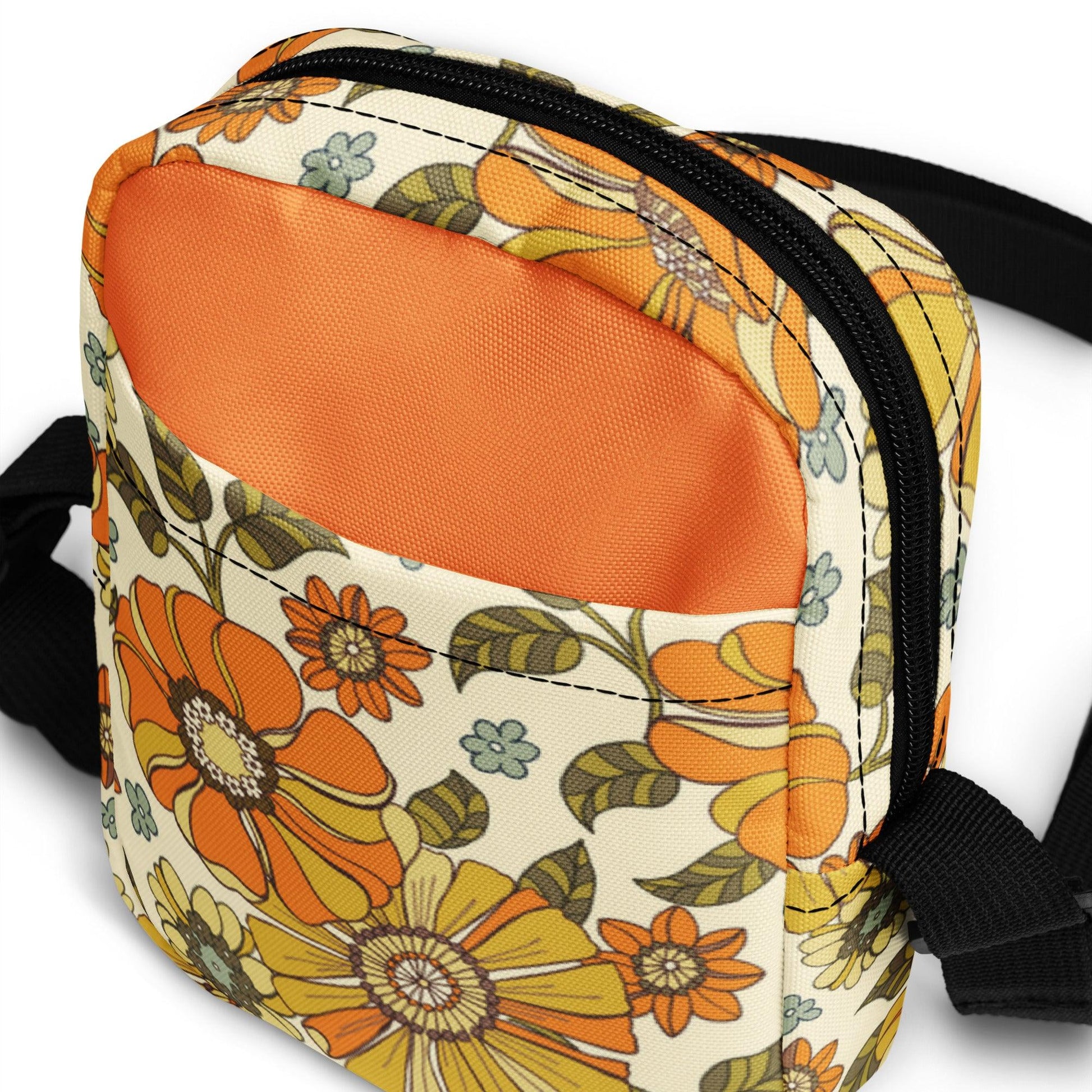 Retro Flowers Utility crossbody bag - GroveWisdom