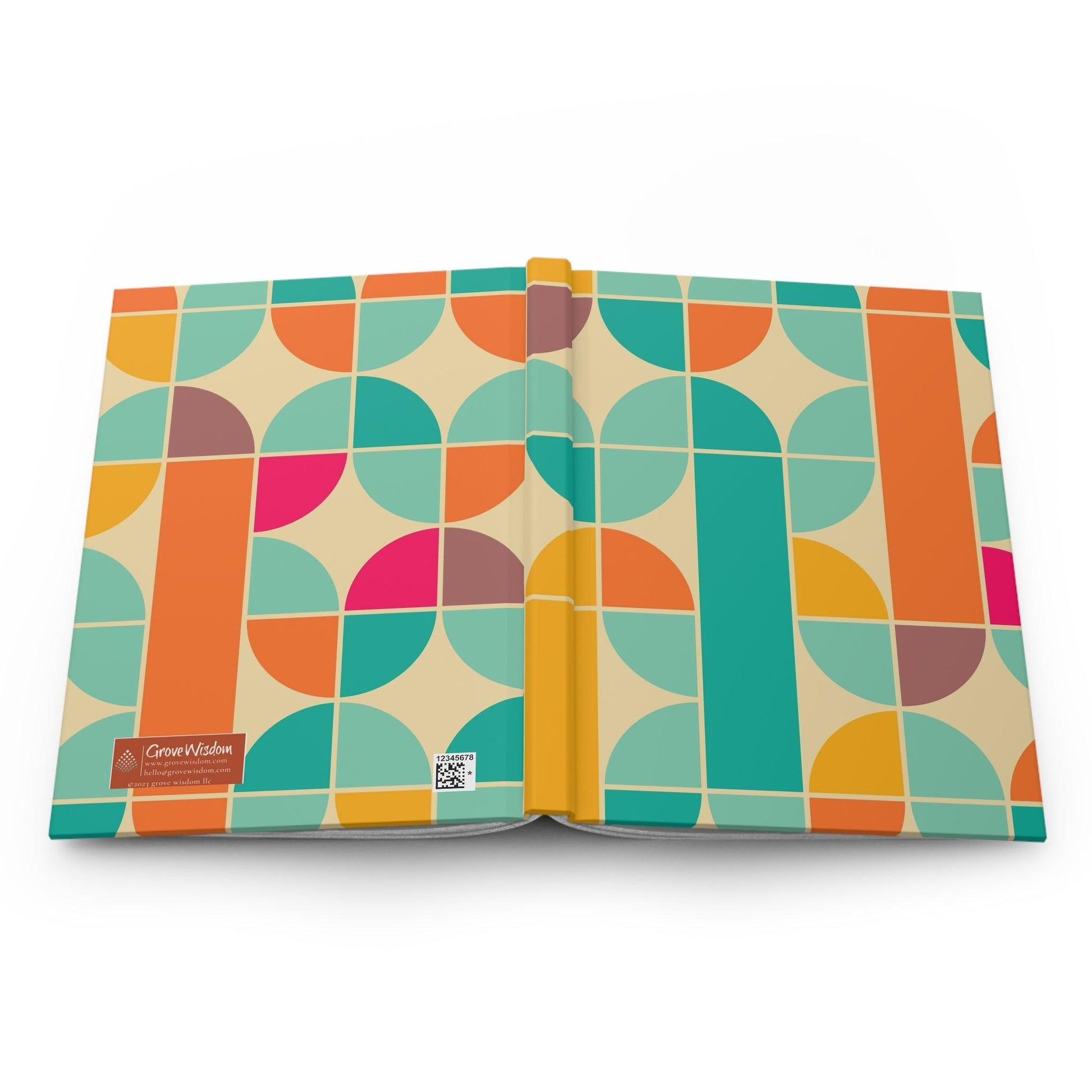 Retro Geometric Petals Hardcover Journal Matte - GroveWisdom