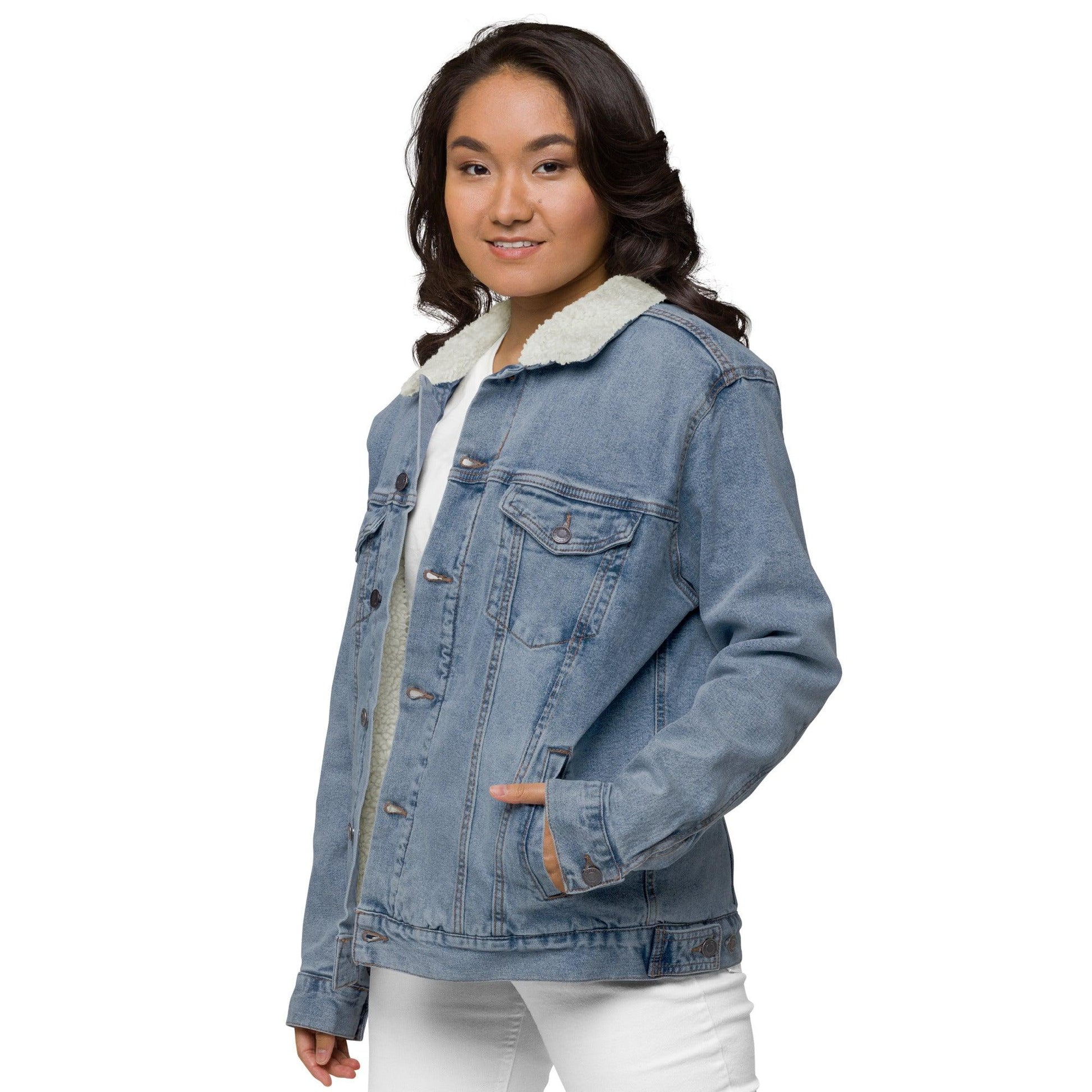 Rudbeckia flower Unisex denim sherpa jacket - GroveWisdom