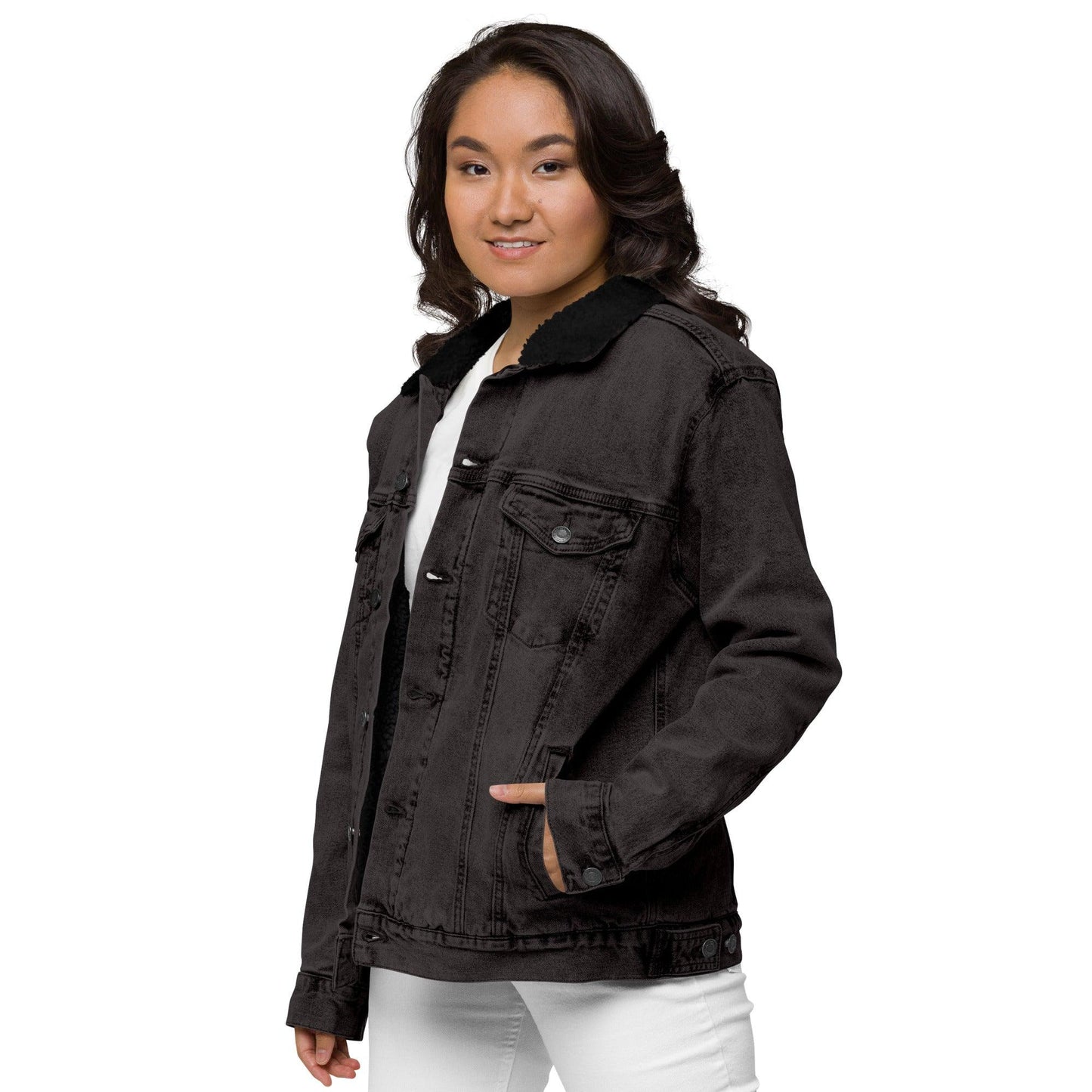 Rudbeckia flower Unisex denim sherpa jacket - GroveWisdom