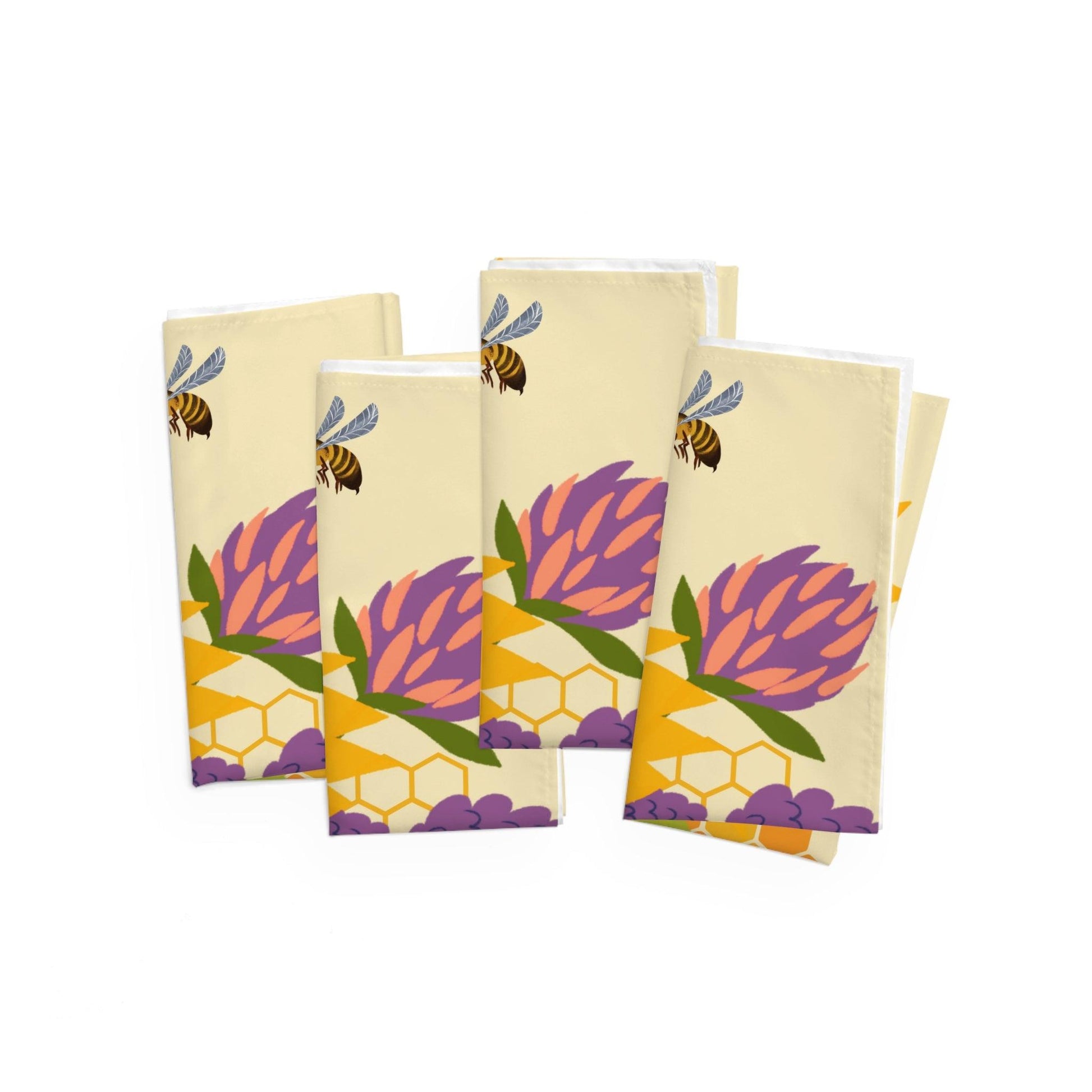 Sunflower Honeybee Cloth Napkins, Set of 4 - GroveWisdom