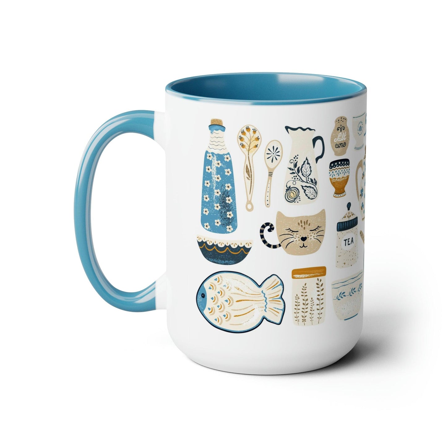 Tea Time Two-Tone Coffee Mugs, 15oz - GroveWisdom