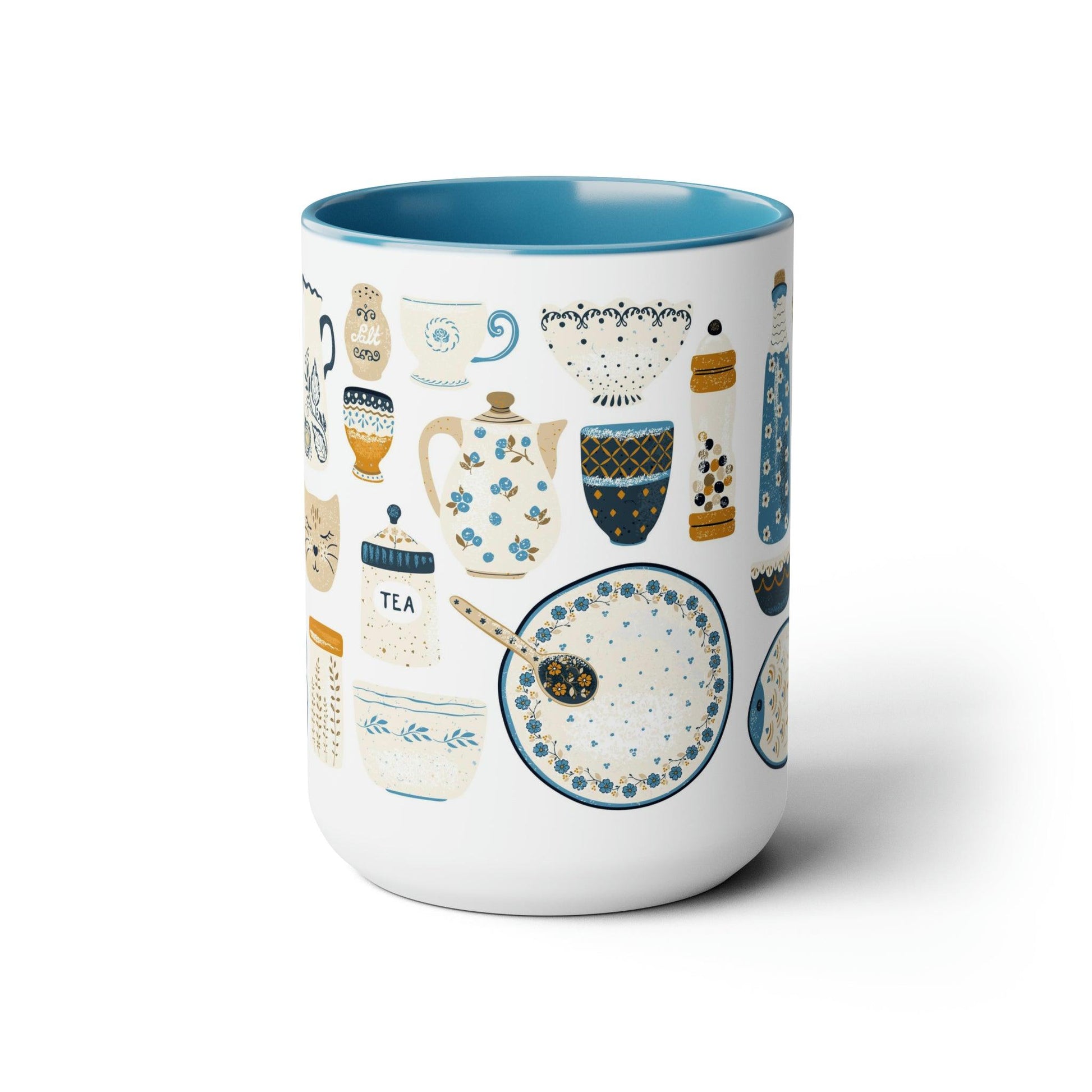 Tea Time Two-Tone Coffee Mugs, 15oz - GroveWisdom