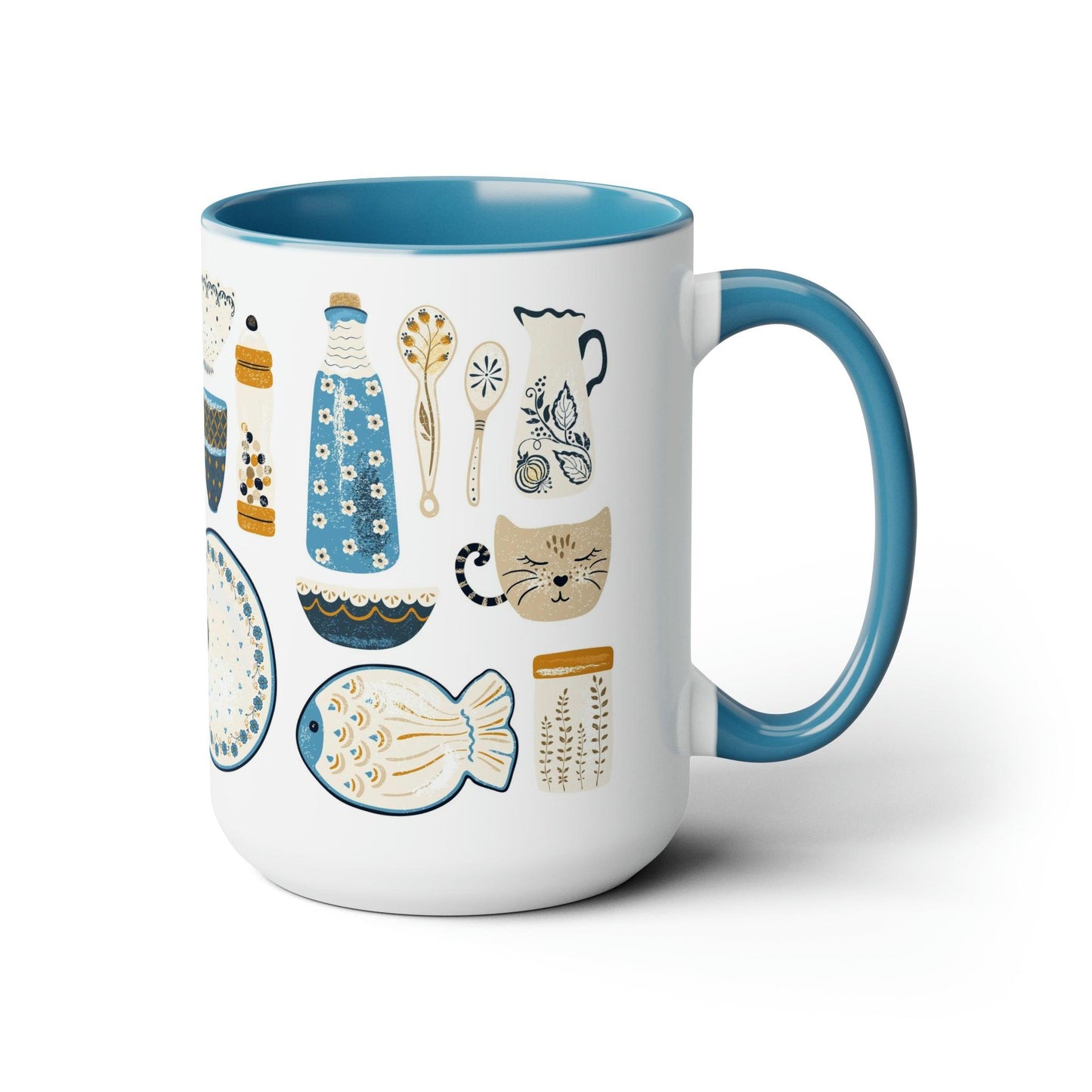 Tea Time Two-Tone Coffee Mugs, 15oz - GroveWisdom