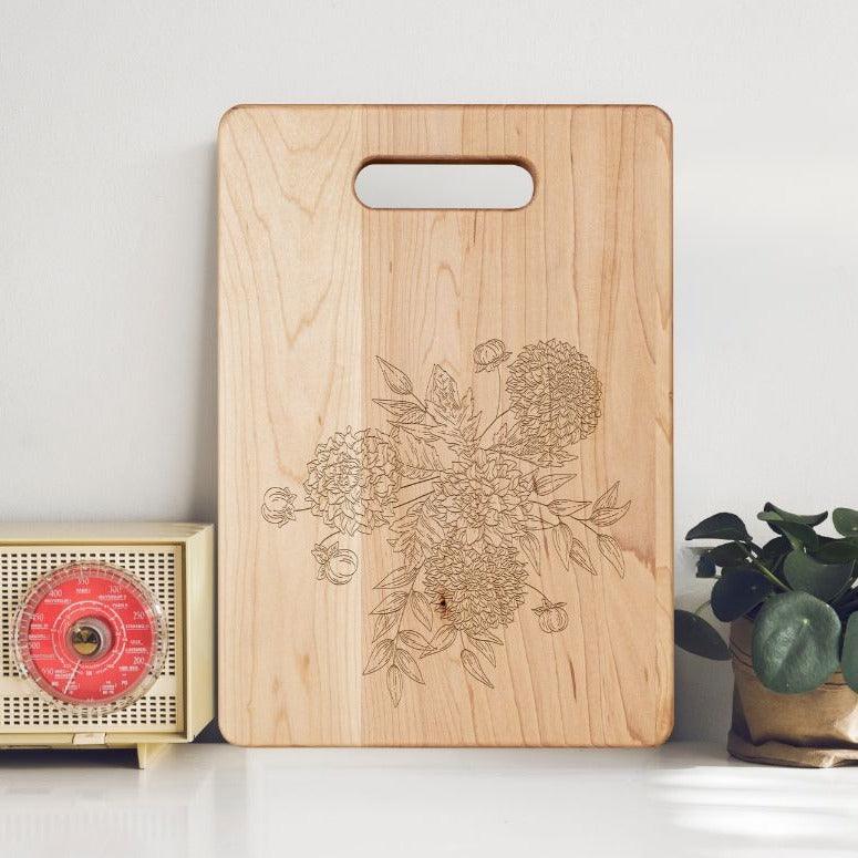 Zinnia Bouquet Maple Cutting Board - GroveWisdom