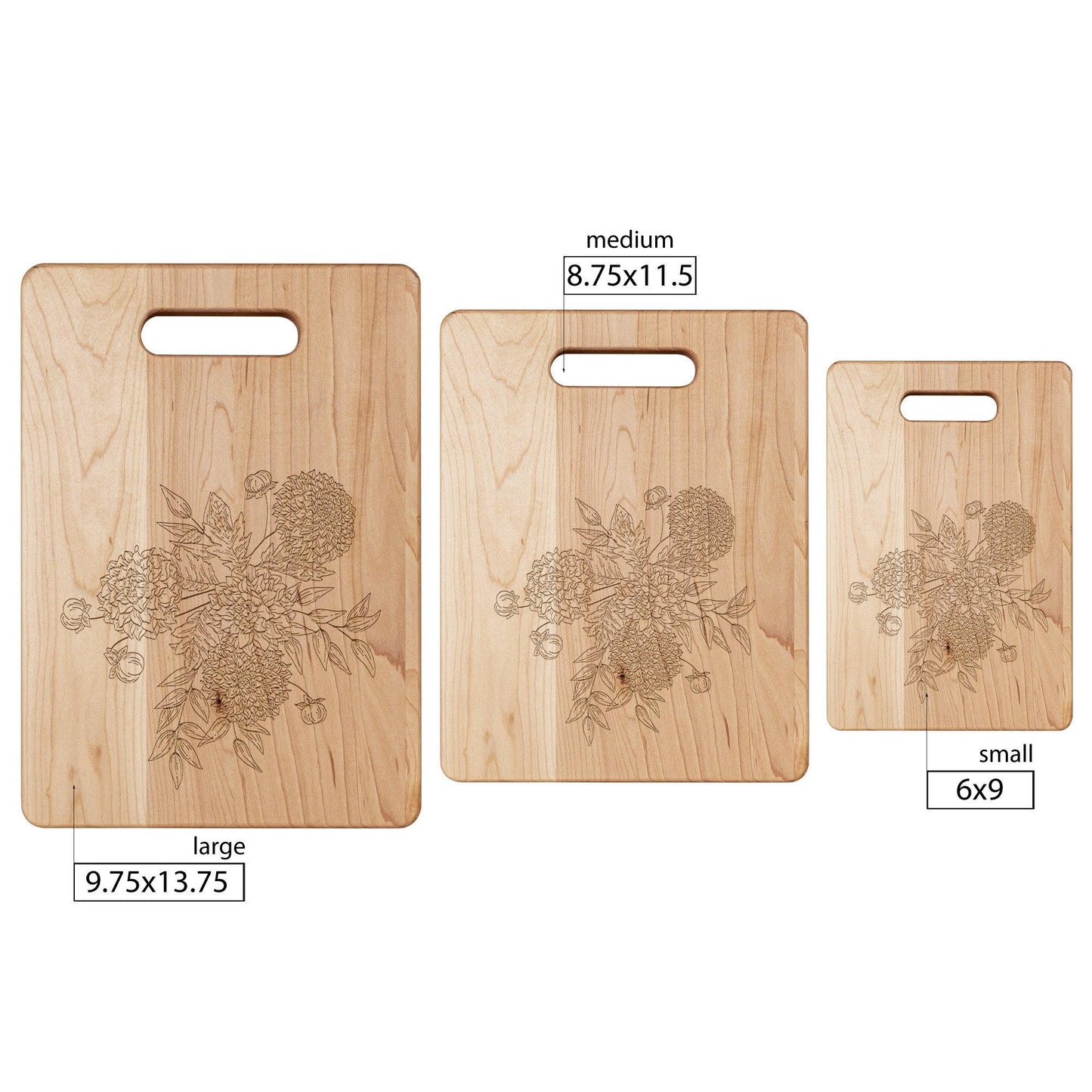 Zinnia Bouquet Maple Cutting Board - GroveWisdom