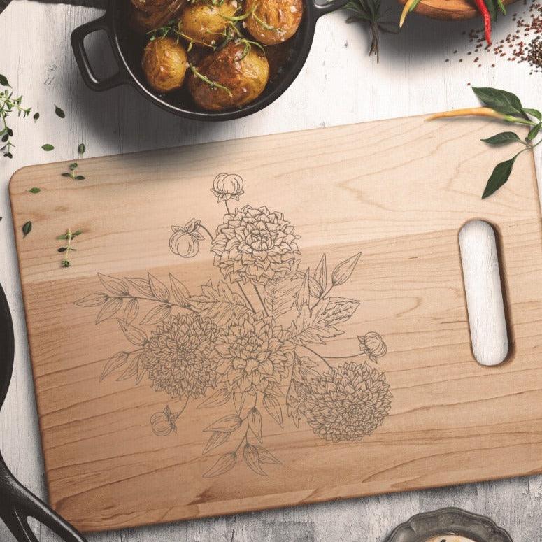 Zinnia Bouquet Maple Cutting Board - GroveWisdom